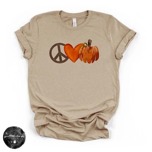 Peace Love Pumpkin Tee | Cozy Fall Graphic T-Shirt