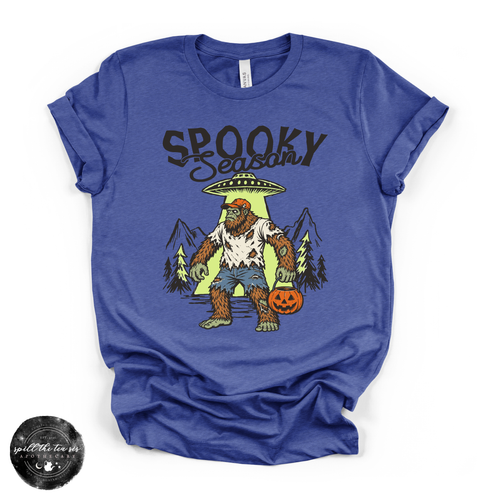 Spooky Season Bigfoot Alien Crossover Tee | Funny Cryptid Halloween Graphic T-Shirt