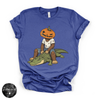 Pumpkin Head Bigfoot on a Crocodile Tee | Funny Cryptid Halloween Graphic T-Shirt