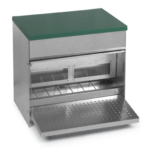 Heavy Duty Covered Treadle Feeder With Lid – 44 lb Capacity for Chickens & Ducks