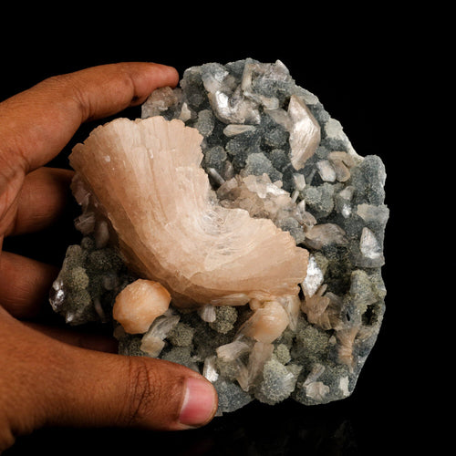 Heulandite Petals in Chalcedony geode Free Standing Natural Mineral Specimen # B 6611