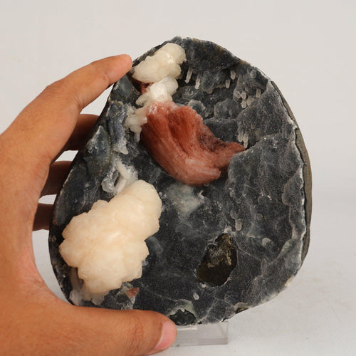 Heulandite Petals with Stilbite in Chalcedony geode Natural Mineral Specimen # B 6608