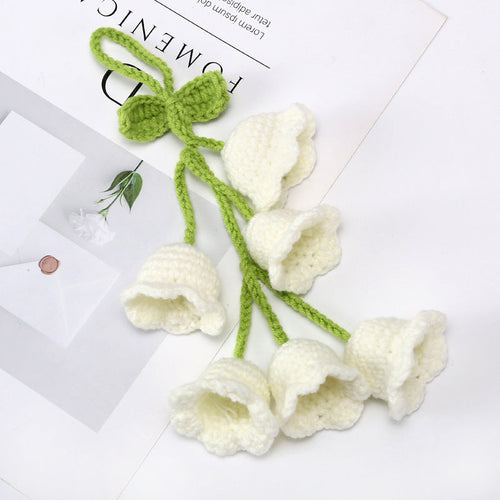 Lily of the Valley Handmade Crochet Car Mirror Hanging Accessories Car Decorations DIY Crafts Car Rearview Mirror Hanging Ornament