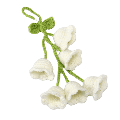 Lily of the Valley Handmade Crochet Car Mirror Hanging Accessories Car Decorations DIY Crafts Car Rearview Mirror Hanging Ornament