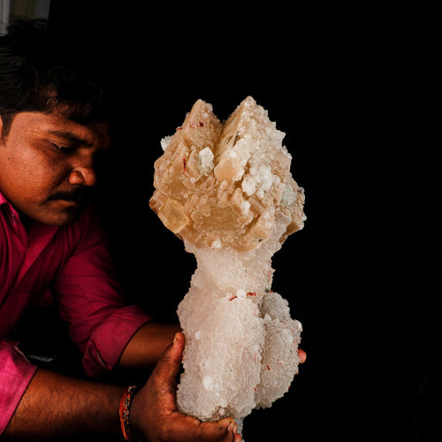Huge Calcite formation with Chalcedony and stilbite Natural Mineral Specimen # B 6615