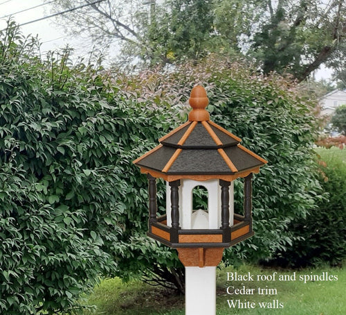 Amish Handmade Gazebo Bird Feeder – Weather-Resistant Poly Lumber Feeder with Wide Feeding Opening for Outdoor Birds