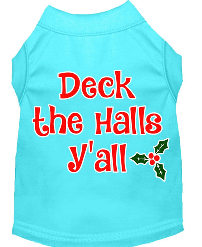 Christmas Pet Dog & Cat Shirt Screen Printed, Deck The Halls, Y'all
