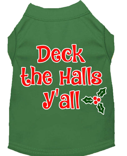 Christmas Pet Dog & Cat Shirt Screen Printed, Deck The Halls, Y'all