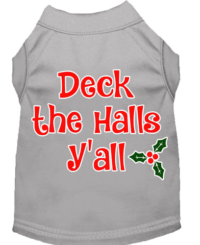 Christmas Pet Dog & Cat Shirt Screen Printed, Deck The Halls, Y'all
