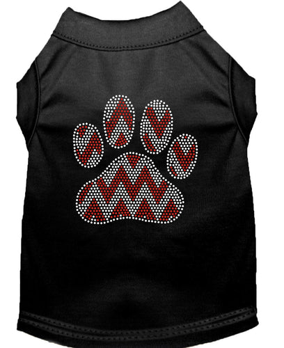 Christmas Pet Shirt Rhinestone, Candy Cane Chevron Paw