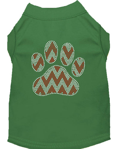 Christmas Pet Shirt Rhinestone, Candy Cane Chevron Paw