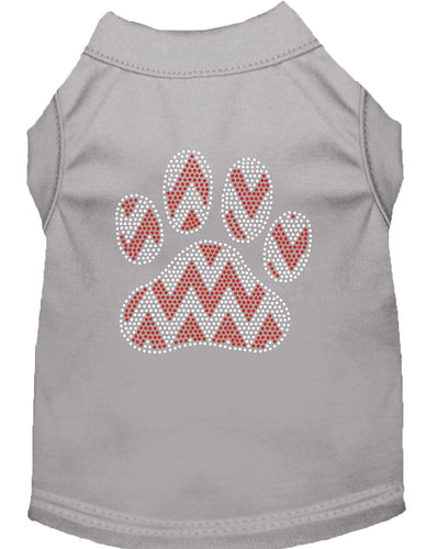 Christmas Pet Shirt Rhinestone, Candy Cane Chevron Paw
