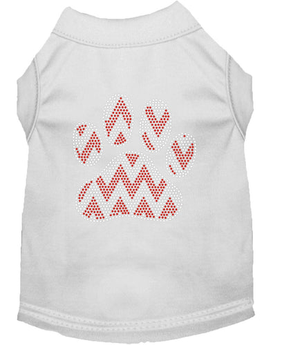 Christmas Pet Shirt Rhinestone, Candy Cane Chevron Paw