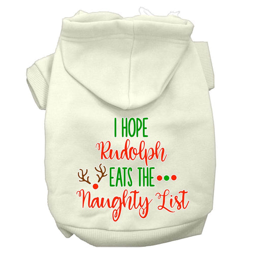 Christmas Pet Hoodie Screen Printed, I Hope Rudolph Eats The Naughty List
