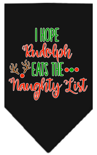 Christmas Pet and Dog Bandana Screen Printed, Hope Rudolph Eats The Naughty List
