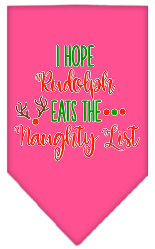 Christmas Pet and Dog Bandana Screen Printed, Hope Rudolph Eats The Naughty List