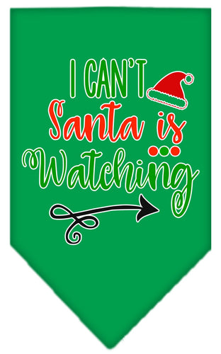 Christmas Pet and Dog Bandana Screen Printed, I Can't, Santa Is Watching