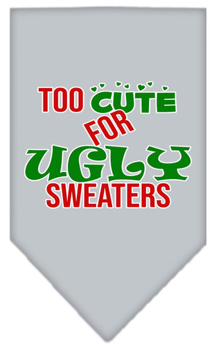 Christmas Pet and Dog Bandana Screen Printed, Too Cute For Ugly Sweaters
