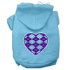 Pet Hoodie Purple Argyle Heart