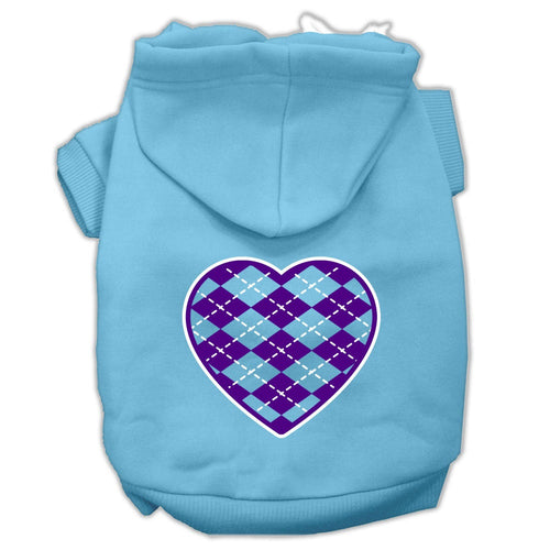 Pet Hoodie Purple Argyle Heart