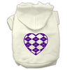 Pet Hoodie Purple Argyle Heart