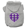 Pet Hoodie Purple Argyle Heart