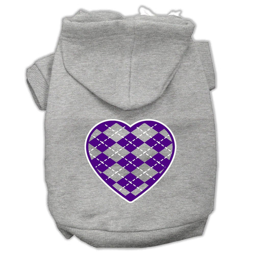 Pet Hoodie Purple Argyle Heart