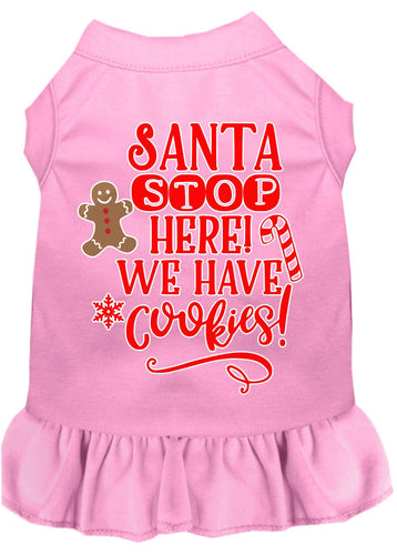 Christmas Pet Dress Screen Printed, Santa Stop Here, We Have Cookies