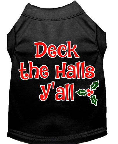 Christmas Pet Dog & Cat Shirt Screen Printed, Deck The Halls, Y'all