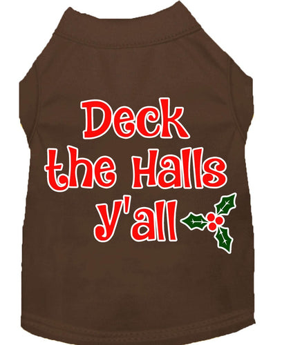 Christmas Pet Dog & Cat Shirt Screen Printed, Deck The Halls, Y'all