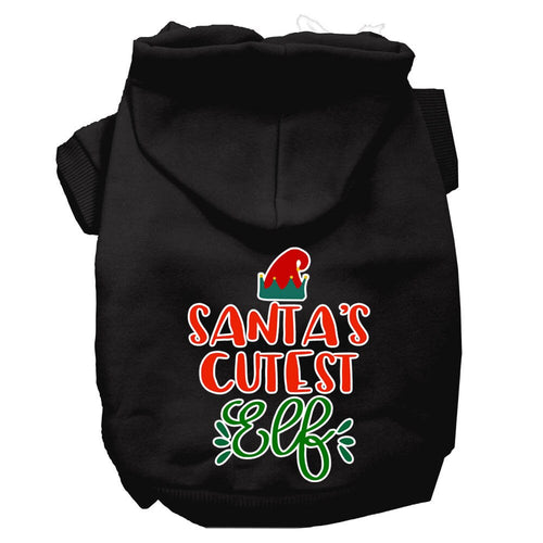 Christmas Pet Hoodie Screen Printed, Santa's Cutest Elf