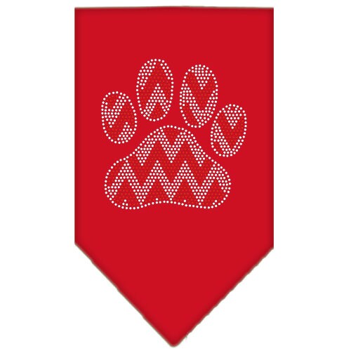 Christmas Pet and Dog Bandana Rhinestone, Candy Cane Chevron Paw