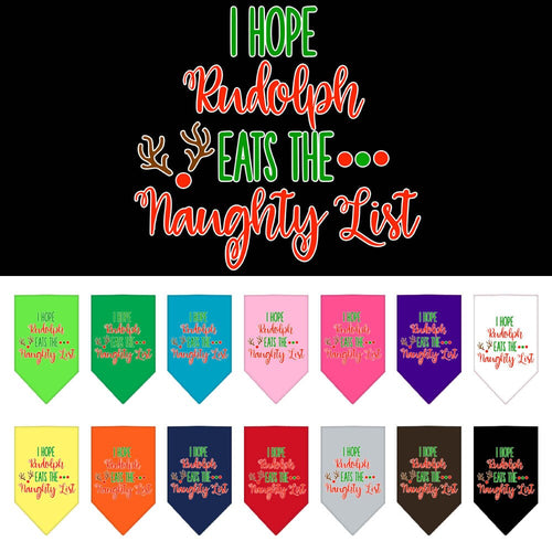 Christmas Pet and Dog Bandana Screen Printed, Hope Rudolph Eats The Naughty List