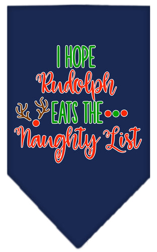 Christmas Pet and Dog Bandana Screen Printed, Hope Rudolph Eats The Naughty List