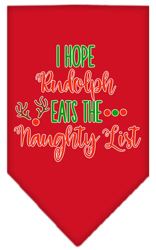 Christmas Pet and Dog Bandana Screen Printed, Hope Rudolph Eats The Naughty List