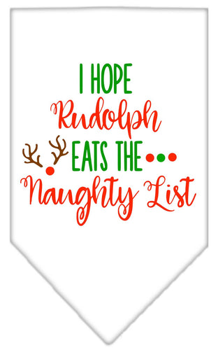 Christmas Pet and Dog Bandana Screen Printed, Hope Rudolph Eats The Naughty List