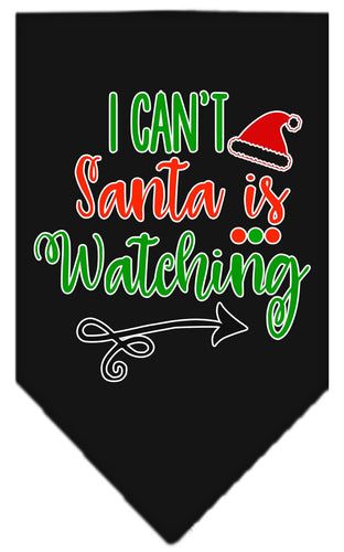 Christmas Pet and Dog Bandana Screen Printed, I Can't, Santa Is Watching