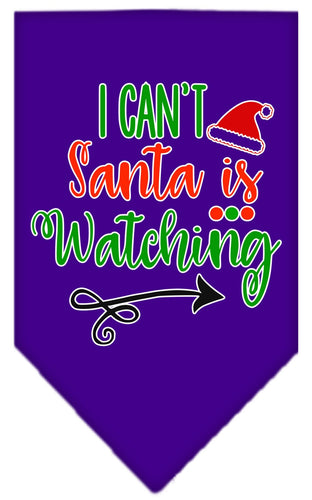 Christmas Pet and Dog Bandana Screen Printed, I Can't, Santa Is Watching