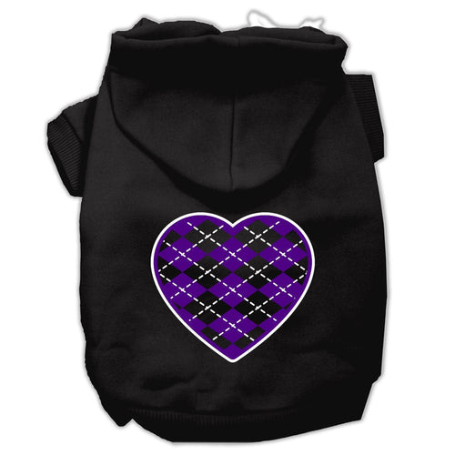 Pet Hoodie Purple Argyle Heart
