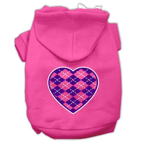 Pet Hoodie Purple Argyle Heart