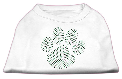 Pet Shirt Rhinestone, Green Paw