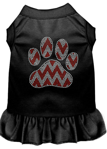 Christmas Pet Dress Rhinestone, Candy Cane Chevron Paw