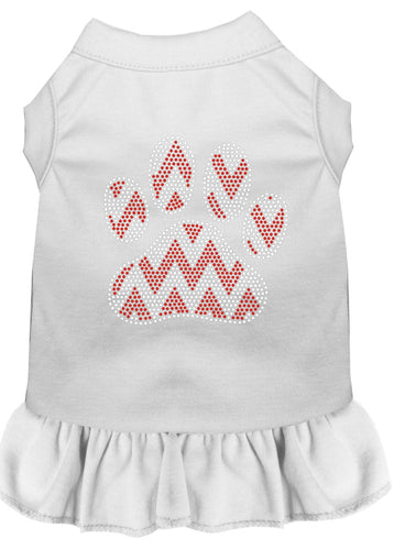 Christmas Pet Dress Rhinestone, Candy Cane Chevron Paw