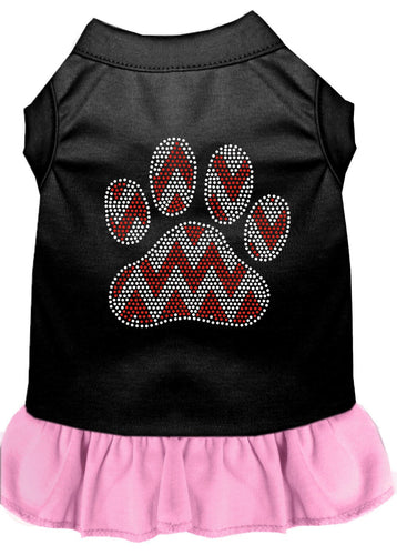 Christmas Pet Dress Rhinestone, Candy Cane Chevron Paw