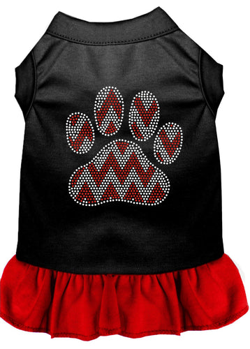 Christmas Pet Dress Rhinestone, Candy Cane Chevron Paw