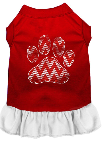 Christmas Pet Dress Rhinestone, Candy Cane Chevron Paw