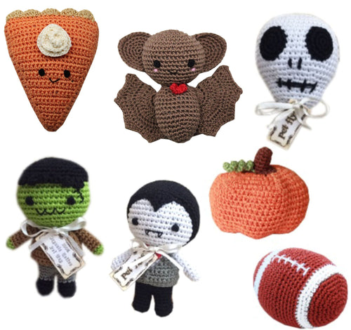 Knit Knacks Organic Cotton Pet& Dog Toys, Fall Group (Options: Football, Dracula, Bat Damon, Skully, Franky Monster, Pumpkin, Pumpkin Pie)