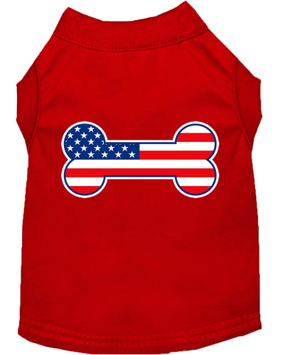 Pet Dog & Cat Shirt Screen Printed, Bone Shaped American Flag