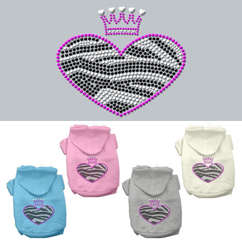 Pet Hoodie Rhinestone, Zebra Heart