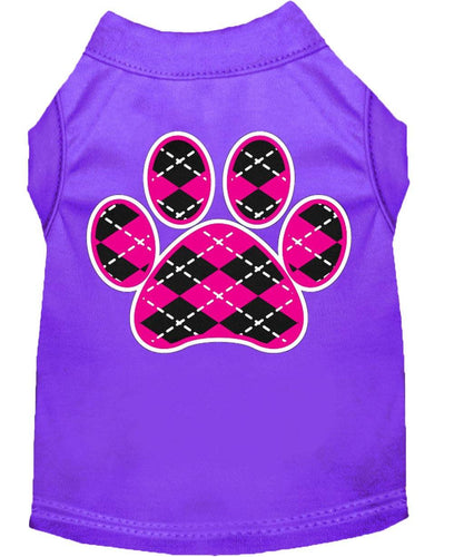 Pet Shirt Argyle Paw Pink